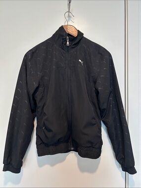 Puma Black Sports Track Jacket with Subtle Logo Print
